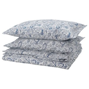 IKEA RODGERSIA duvet cover and pillowcase(s), King Blue / White, Ikea Ireland | 9651ZITAB