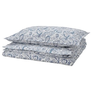 IKEA RODGERSIA duvet cover and pillowcase(s), Twin Blue / White, Ikea Ireland | 9574IVZWH