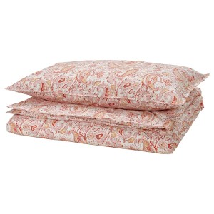 IKEA RODGERSIA duvet cover and pillowcase(s), Twin Pink / White, Ikea Ireland | 8614LJANY