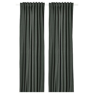 IKEA ROSENMANDEL black-out curtains, 1 pair, 53x84 in Dark Green, Ikea Ireland | 1946YWNUG