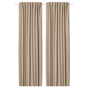 IKEA ROSENMANDEL room darkening curtains, 1 pair, 53x98 in Yellow / Beige, Ikea Ireland | 7416WJQXM