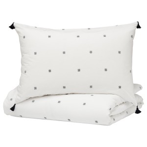 IKEA RÄVTÖREL duvet cover and pillowcase(s), Twin White / Black, Ikea Ireland | 1753YFUSQ