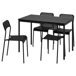 IKEA SANDSBERG / ADDE table and 4 chairs, black/black, 43 1/4x26 3/8 in, Ikea Ireland | 5839IKJCL