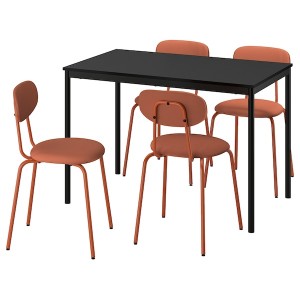 IKEA SANDSBERG / ÖSTANÖ table and 4 chairs, 43 1/4 in Black Black / Remmarn Red / Brown, Ikea Ireland | 5187BNQDF