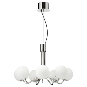 IKEA SIMRISHAMN Chandelier, 7-armed, chrome plated, opal glass, Ikea Ireland | 8641MCUTK
