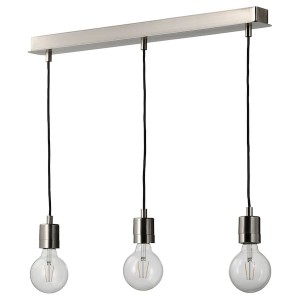 IKEA SKAFTET / LUNNOM pendant lamp with LED bulb, rectangle nickel plated/globe clear, Ikea Ireland | 2715ZTJEP