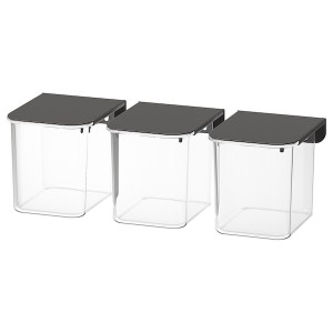 IKEA SKÅDIS container with lid, 3 pack Gray, Ikea Ireland | 6713ZDCTM