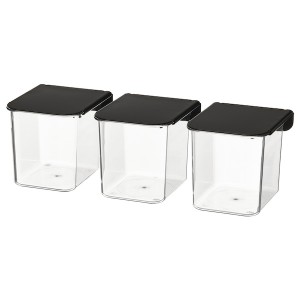 IKEA SKÅDIS container with lid, 3 pack Transparent / Black, Ikea Ireland | 7948UPZXR