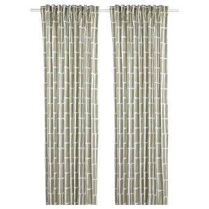 IKEA SKOGSSTJÄRNA curtains, 1 pair, gray-green/white, 57x98 in, Ikea Ireland | 5614MRHBO
