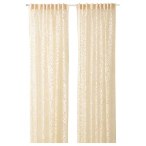 IKEA SKÄREFLY sheer curtains, 1 pair, 57x98 in Beige, Ikea Ireland | 6209THJQR