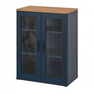 IKEA SKRUVBY cabinet with glass doors, 27 1/2x35 3/8 in Black / Blue, Ikea Ireland | 4739DLWTG