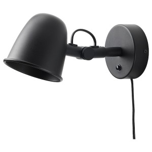 IKEA SKURUP wall lamp with LED bulb, black, Ikea Ireland | 4139NGXVU
