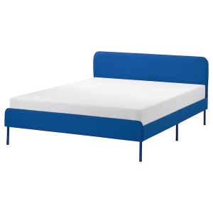 IKEA SLATTUM upholstered bed frame , Queen Knisa Bright Blue, Ikea Ireland | 6749BNURF