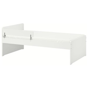IKEA SLÄKT / NATTAPA bed frame w guard rail+slat bd base, Twin White, Ikea Ireland | 8467OWRPZ