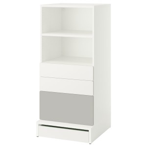 IKEA SMÅSTAD / UPPFÖRA bookcase, 23 5/8x25 5/8x53 1/2 in White Gray / With 3 Drawers, Ikea Ireland | 3160SVHEI