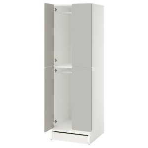 IKEA SMÅSTAD / UPPFÖRA wardrobe, 23 5/8x25 5/8x77 1/8 in White Gray / With 2 Clothes Rails, Ikea Ireland | 5320CMSFJ