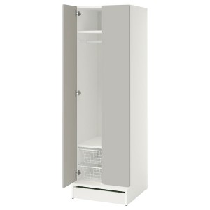 IKEA SMÅSTAD / UPPFÖRA wardrobe, 23 5/8x25 5/8x77 1/8 in White / Gray, Ikea Ireland | 9821DCXVP