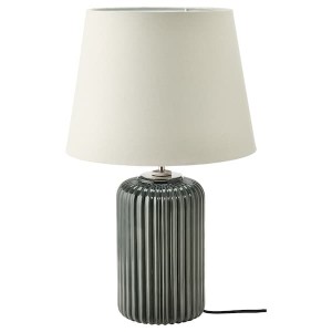 IKEA SNÖBYAR table lamp with LED bulb, gray-turquoise ceramic/gray, 20 in, Ikea Ireland | 0182ITZFX