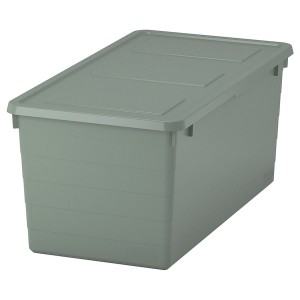 IKEA SOCKERBIT storage box with lid, 15x30x11 ¾ in Gray / Green, Ikea Ireland | 0167WBAKE