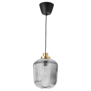 IKEA SOLKLINT pendant lamp, brass/gray clear glass, 9 in, Ikea Ireland | 6319ABOYV