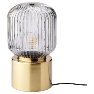 IKEA SOLKLINT table lamp, brass/gray clear glass, 11 in, Ikea Ireland | 9516EMSRP