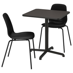 IKEA STENSELE / LIDÅS table and 2 chairs, anthracite anthracite/black/black, 27 1/2x27 1/2 in, Ikea Ireland | 0519RHFNL