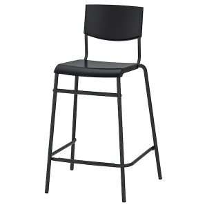 IKEA STIG bar stool with backrest, black/black, 24 3/4 in, Ikea Ireland | 5196FMXZR