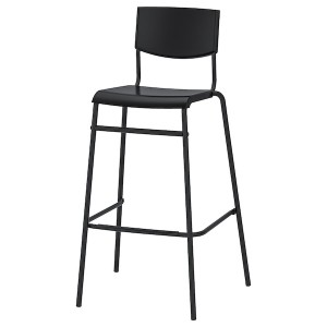 IKEA STIG bar stool with backrest, black/black, 29 1/8 in, Ikea Ireland | 1903RNQAS
