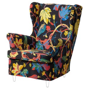 IKEA STRANDMON slipcover for armchair/footstool, Stigsbo multicolor/black, Ikea Ireland | 4792ZYOMK