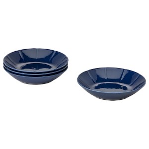 IKEA STRIMMIG deep plate/bowl, 9 in, 4 pack Stoneware Blue, Ikea Ireland | 3147YMNZA