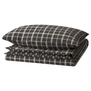 IKEA STRUTBRÄKEN duvet cover and pillowcase(s), Twin Gray / Check, Ikea Ireland | 9234KJEBO