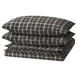 IKEA STRUTBRÄKEN duvet cover and pillowcase(s), King Gray / Check, Ikea Ireland | 1796ROBDI