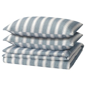 IKEA STRUTBRÄKEN duvet cover and pillowcase(s), King White / Blue / Stripe, Ikea Ireland | 5813QWMYC