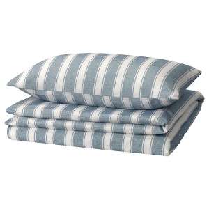 IKEA STRUTBRÄKEN duvet cover and pillowcase(s), Twin White / Blue / Stripe, Ikea Ireland | 7036EYJPI