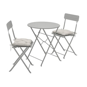 IKEA SUNDSÖ table+2 chairs, outdoor Gray / Kuddarna Gray, Ikea Ireland | 2403YAWZU