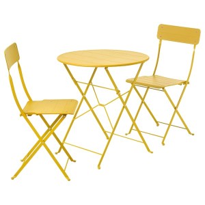 IKEA SUNDSÖ table+2 chairs, outdoor Yellow / Yellow, Ikea Ireland | 0643BNKED