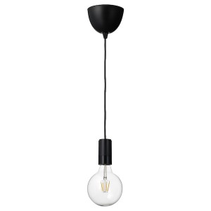 IKEA SUNNEBY / LUNNOM pendant lamp with LED bulb Black / Clear Glass, Ikea Ireland | 9150RHDAW