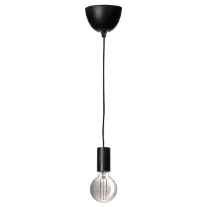 IKEA SUNNEBY / MOLNART pendant lamp with LED bulb, globe/gray clear glass black, 4 in, Ikea Ireland | 0256EUHLY