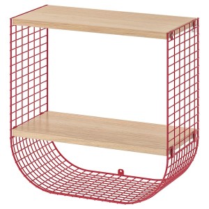 IKEA SVENSHULT wall shelf with storage, brown-red/white stained oak effect, 16 1/8x7 7/8 in, Ikea Ireland | 3860CSUNG