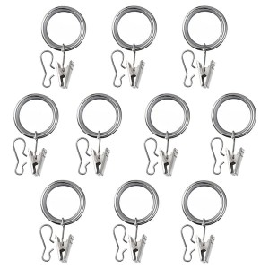 IKEA SYRLIG curtain ring with clip and hook, 1 1/2 in, 10 pack Nickel Plated, Ikea Ireland | 3892MDCRO
