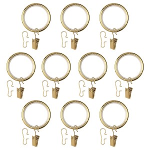 IKEA SYRLIG curtain ring with clip and hook, 1 1/2 in, 10 pack Brass Color, Ikea Ireland | 1975RIPZL