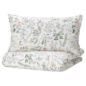 IKEA TIMJANSMOTT duvet cover and pillowcase(s), King White / Floral Pattern, Ikea Ireland | 9713SDBQO