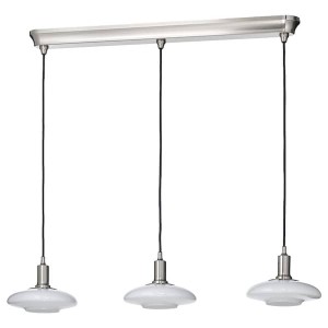 IKEA TÄLLBYN pendant lamp with 3 lamps, nickel plated/opal glass, 35 in, Ikea Ireland | 4763AUCDL