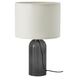 IKEA TONVIS table lamp with LED bulb, smoked glass/white, 20 in, Ikea Ireland | 5603TCYXB