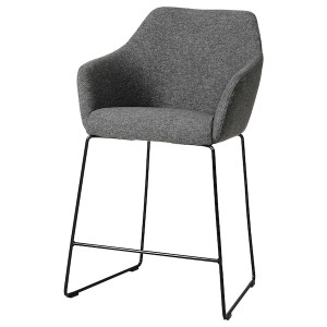 IKEA TOSSBERG bar stool with backrest, metal black/Gunnared dark gray, Ikea Ireland | 3067NXOAE
