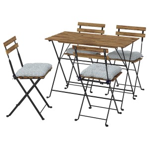 IKEA TÄRNÖ table and 4 chairs, outdoor Black / Light Brown Stained / Klösan Blue, Ikea Ireland | 5419QNDBJ