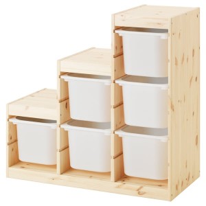 IKEA TROFAST storage combination, 37x17 3/8x35 7/8 in Light White Stained Pine / White, Ikea Ireland | 8364JDOMV