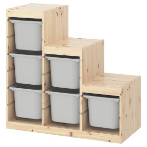 IKEA TROFAST storage combination, 37x17 3/8x35 7/8 in Light White Stained Pine / Gray, Ikea Ireland | 6028ILVRT