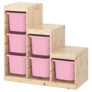IKEA TROFAST storage combination, 37x17 3/8x35 7/8 in Light White Stained Pine / Pink, Ikea Ireland | 2495ETOUV