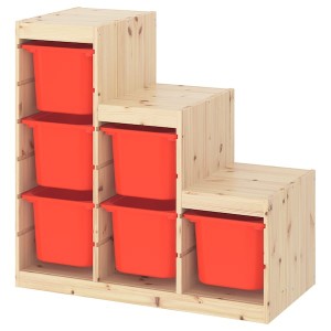 IKEA TROFAST storage combination, 37x17 3/8x35 7/8 in Light White Stained Pine / Orange, Ikea Ireland | 2358QHJOW